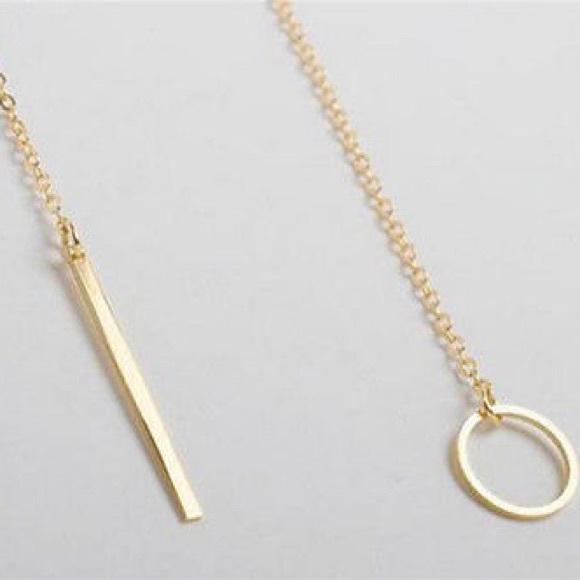 Circle And Bar Closure Lariat Necklace - Picture 5 of 5